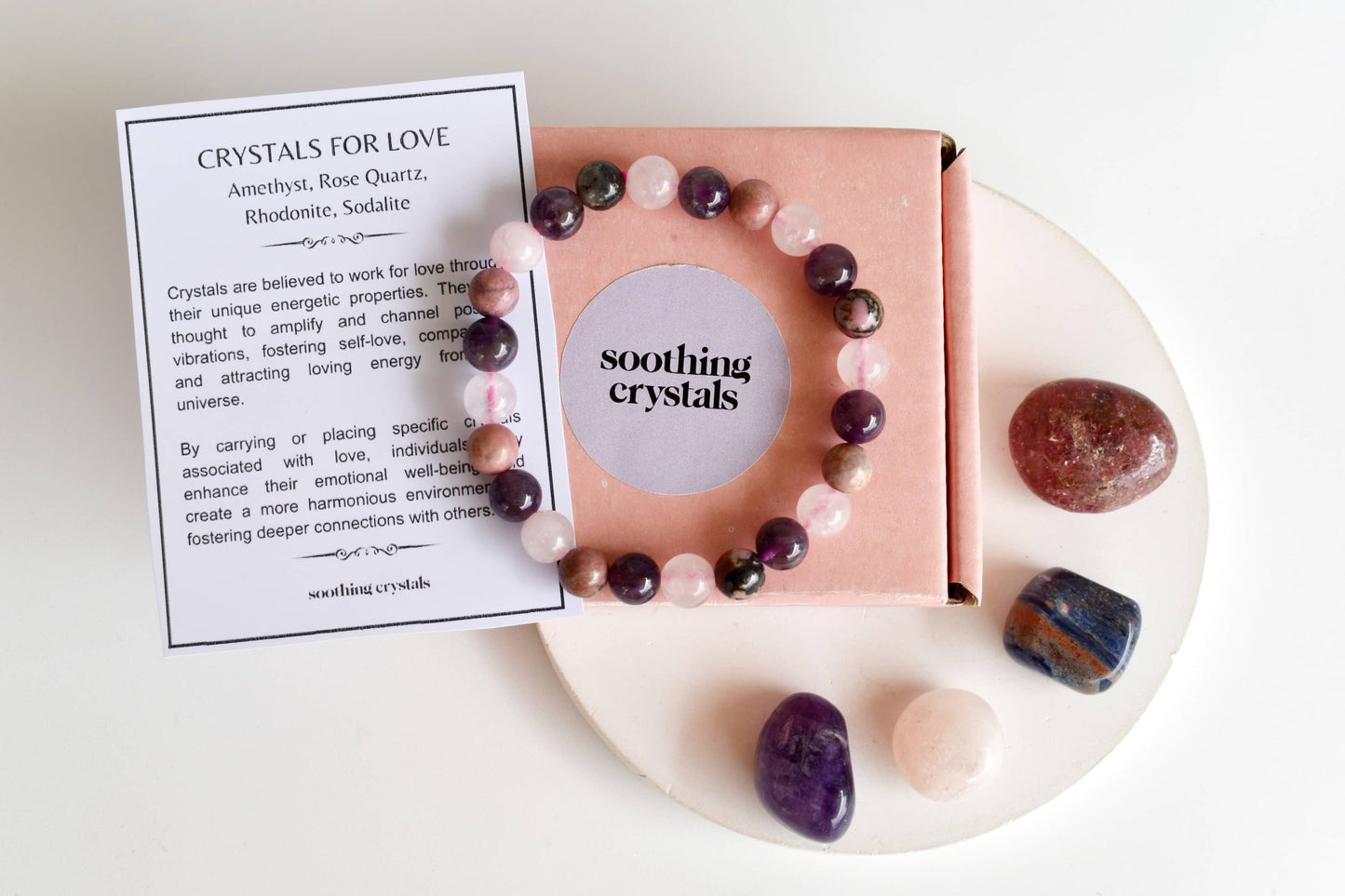 Attracting LOVE Crystal Set, Crystal Healing Love Gift Kit: SET2 (Tumbles+ Bracelet)