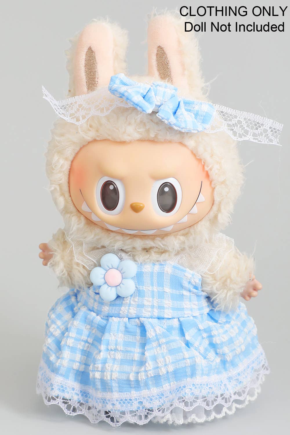 CUTE DRESS AND BOW PIN LABUBU OUTFIT: PINK / 1 SIZE