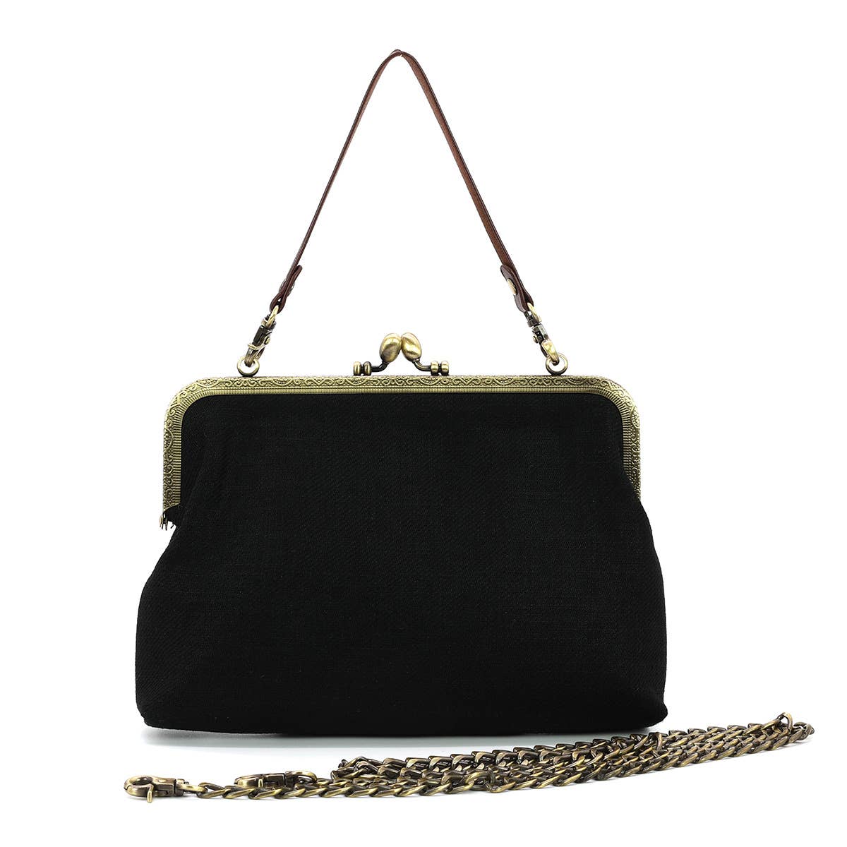 ROMANTASY DRAGON KISS LOCK BAG IN LINEN COTTON BLEND