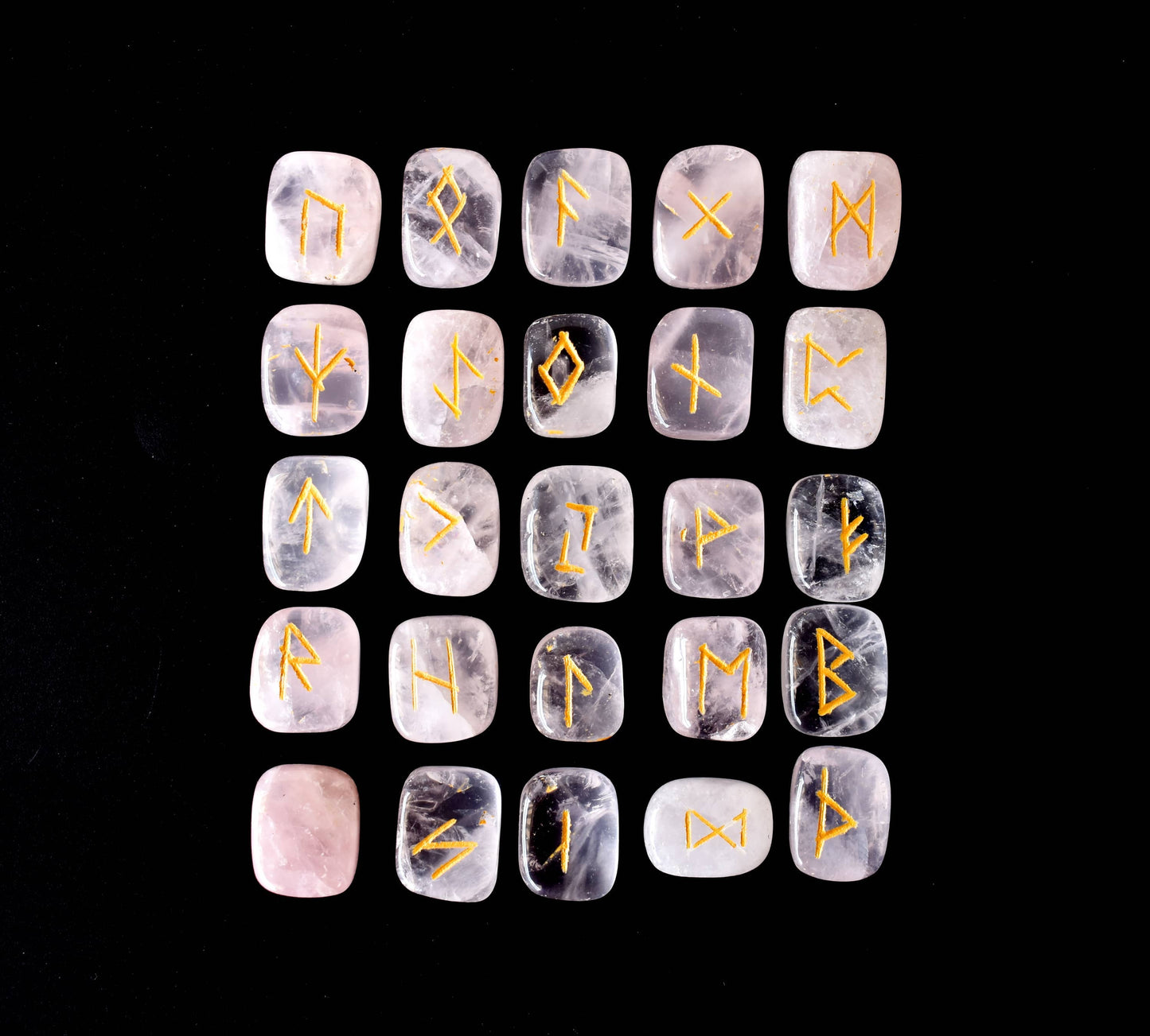 Futhark Rune Set | Rose Quartz | Rune Stones |Runic Crystals: Runes (SET 1)