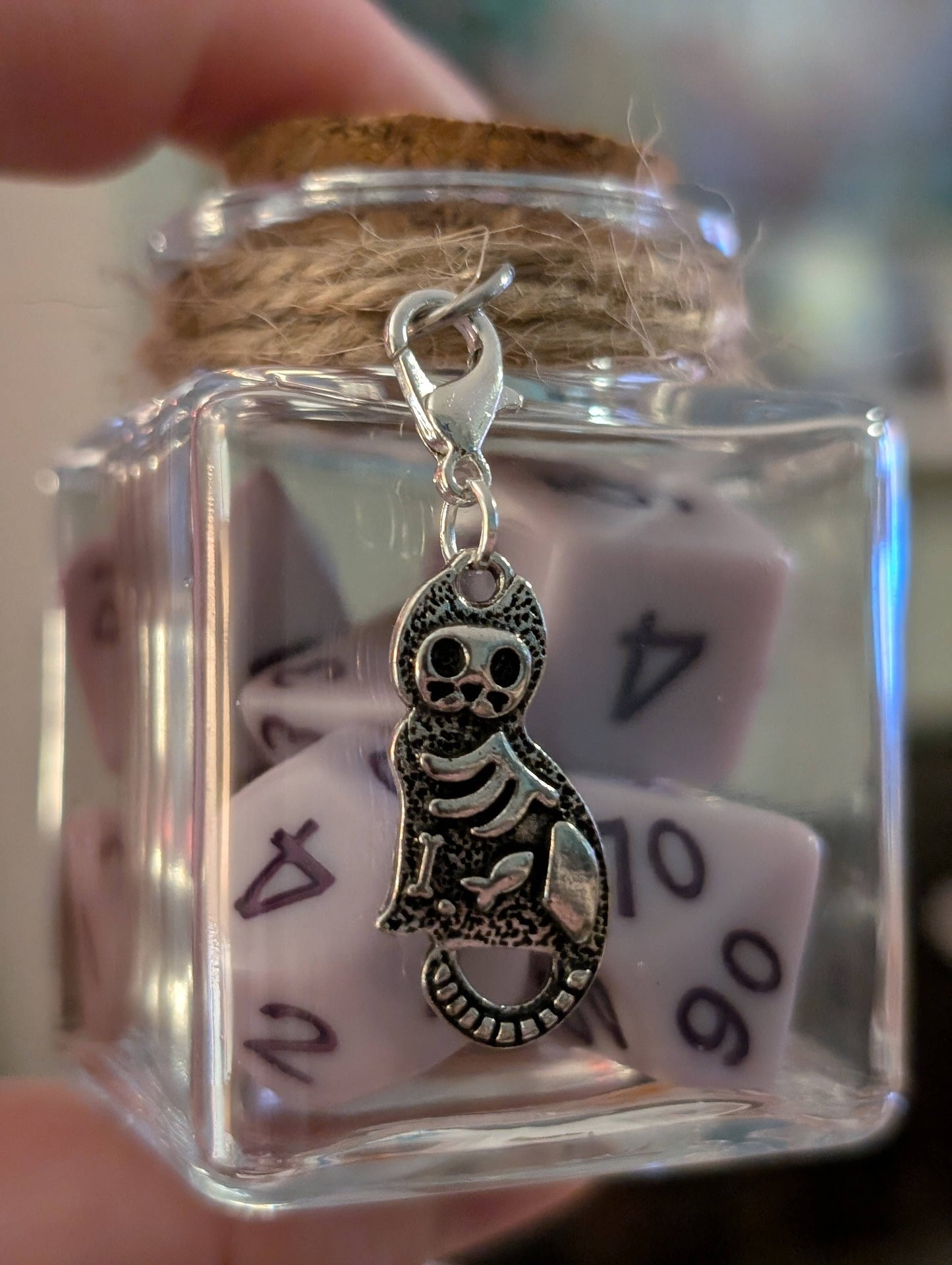 Dice Spell Jars, with 7pcs D20 TRPG Dice: Silver Charms