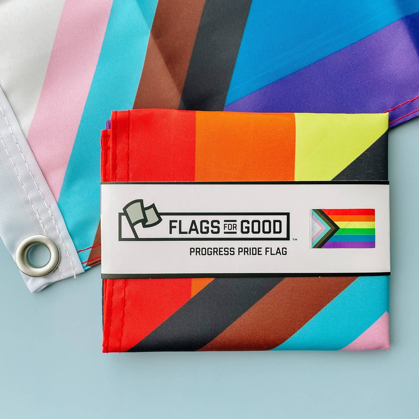 Progress LGBTQ+ Pride Flag: (M) 2ft x3ft Single-Sided with Grommets