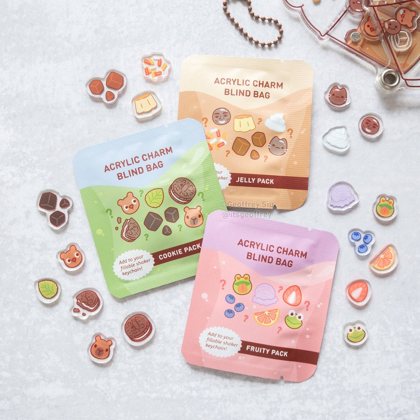 Boba Topping Fillable Keychain Charms Blind Booster Packs: Fruity Pack
