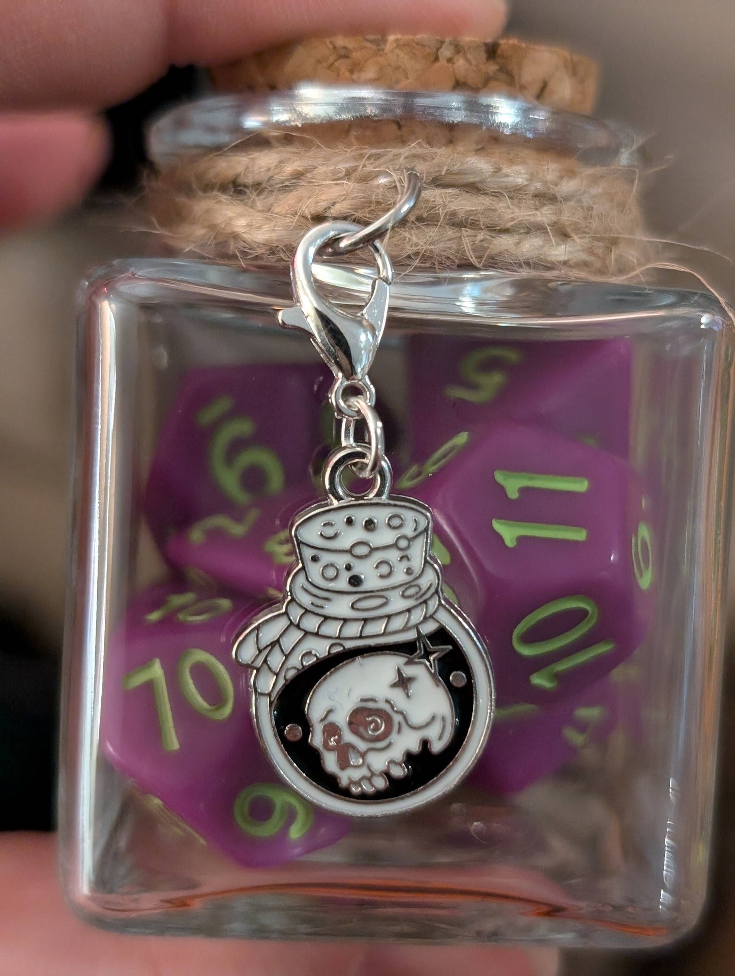 Dice Spell Jars, with 7pcs D20 TRPG Dice: Silver Charms