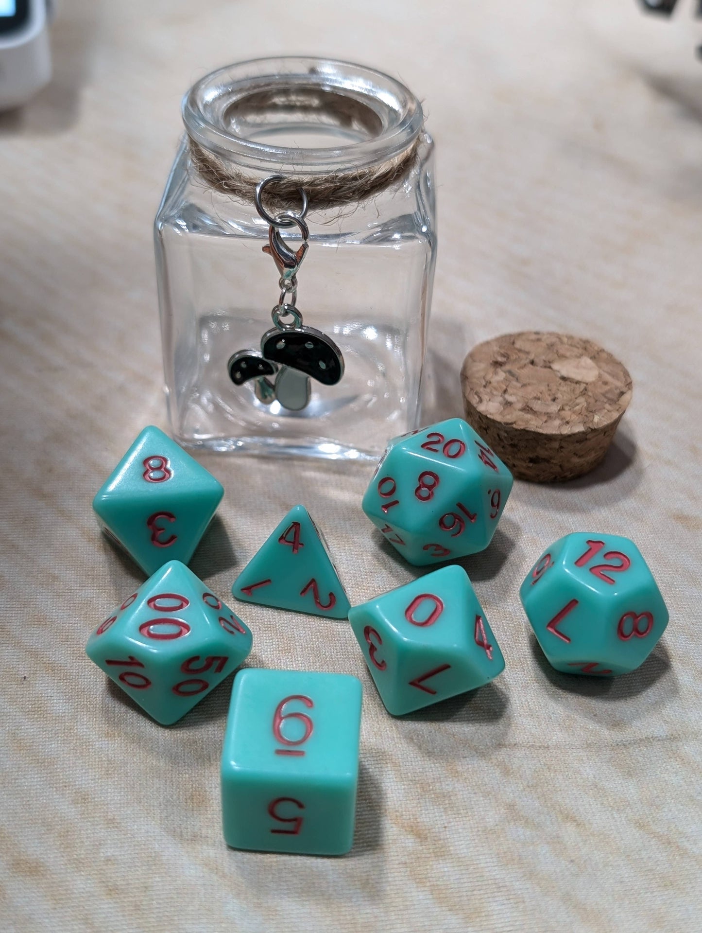 Dice Spell Jars, with 7pcs D20 TRPG Dice: Silver Charms