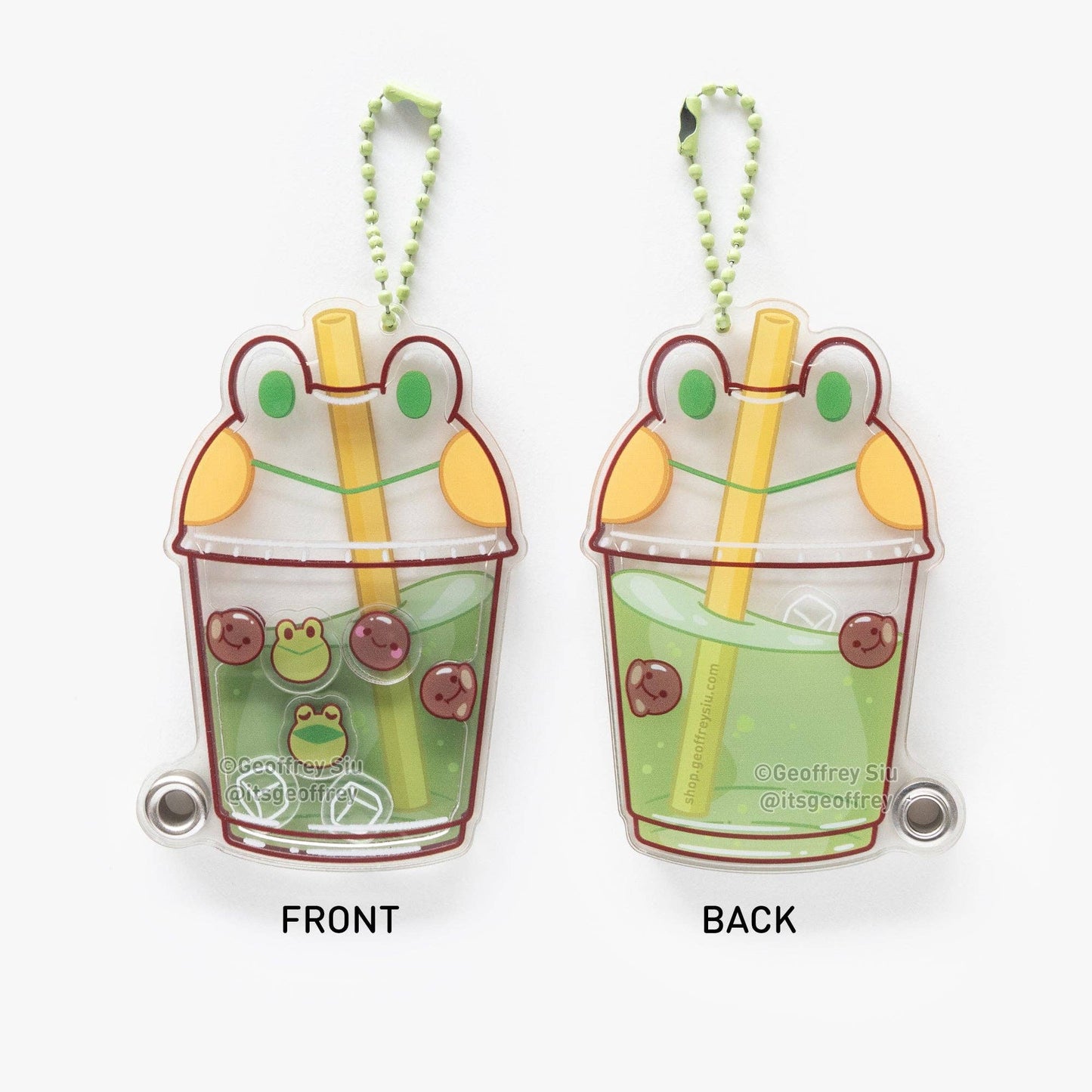 Matcha Latte Frog Fillable Shaker Keychain (3.375"): A-Grade