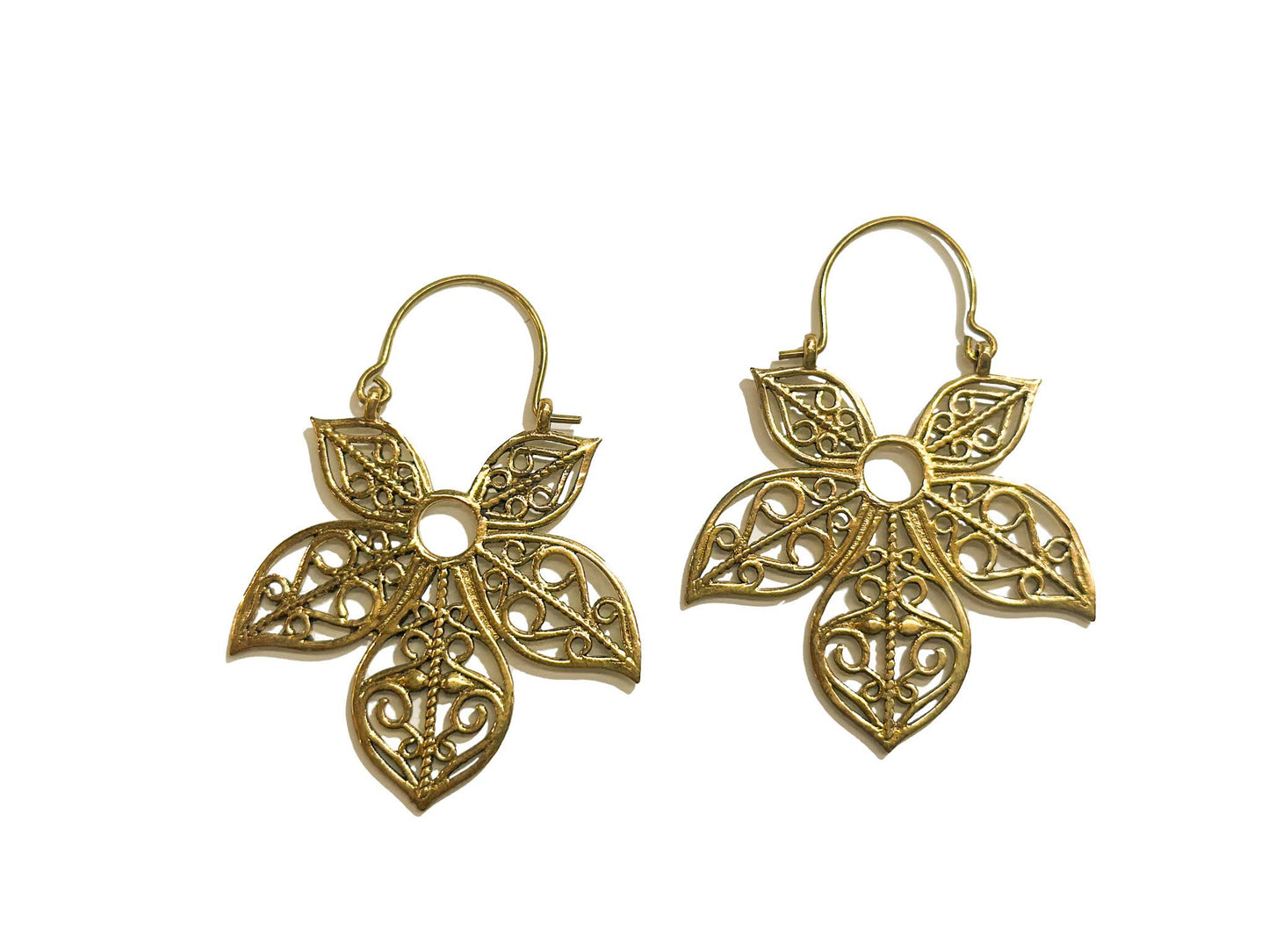 Swati Filigree Flower Earrings : Brass