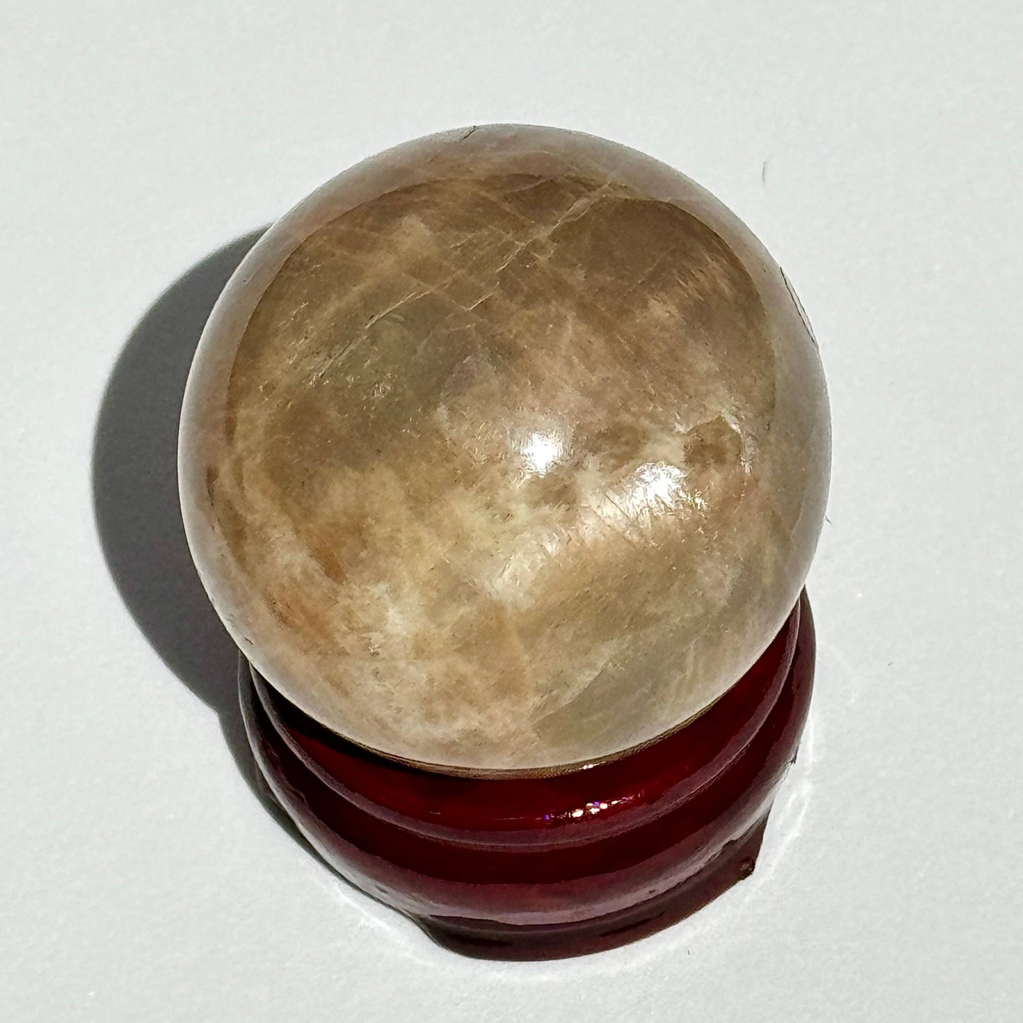 Peach Moonstone Spheres w/ Agate Sphere Holder: L