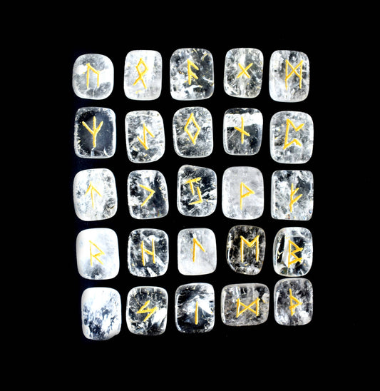 Futhark Rune Set| Clear Quartz | Rune Stones| Runic Crystals: Runes (SET 1)