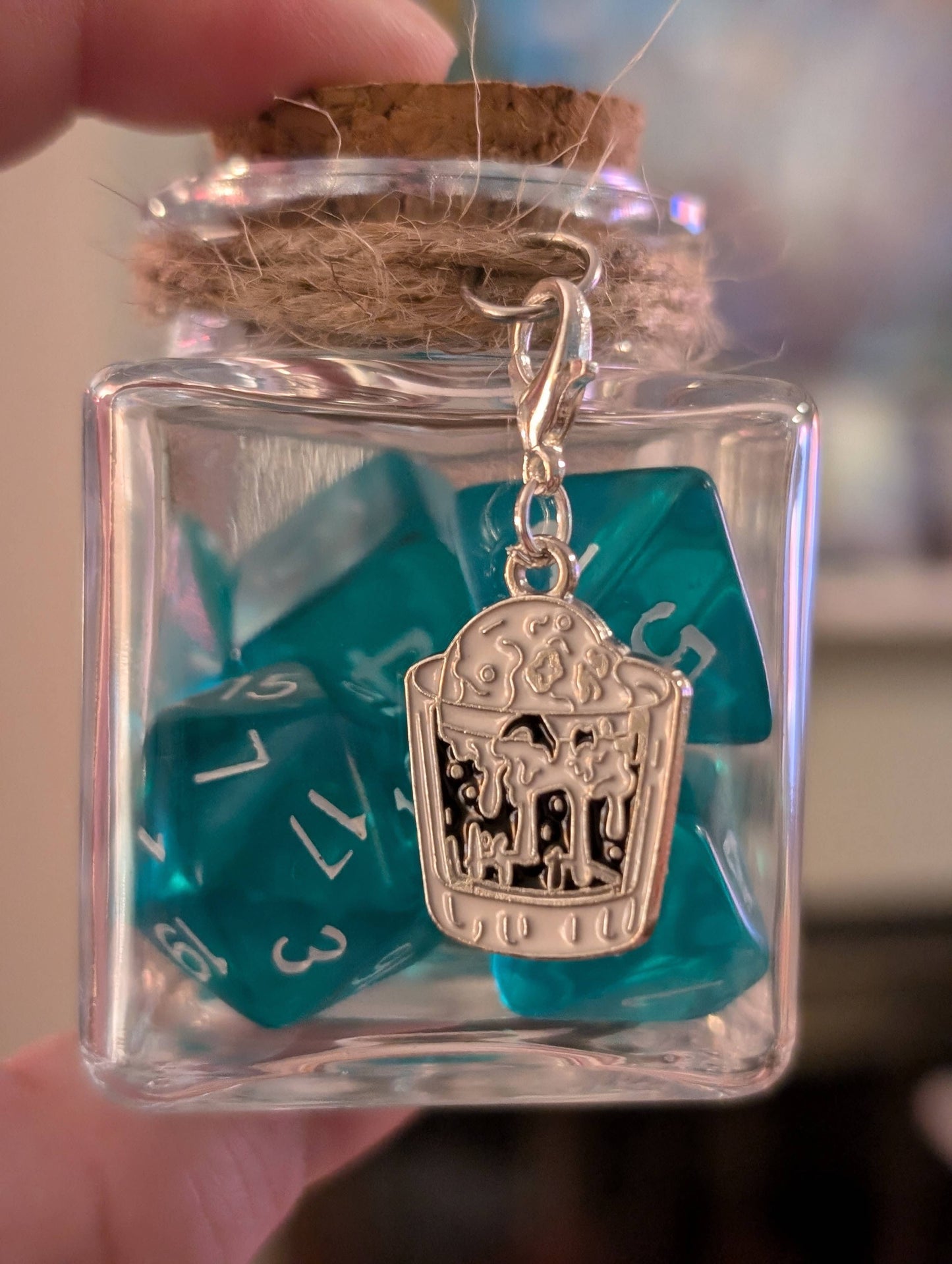 Dice Spell Jars, with 7pcs D20 TRPG Dice: Silver Charms