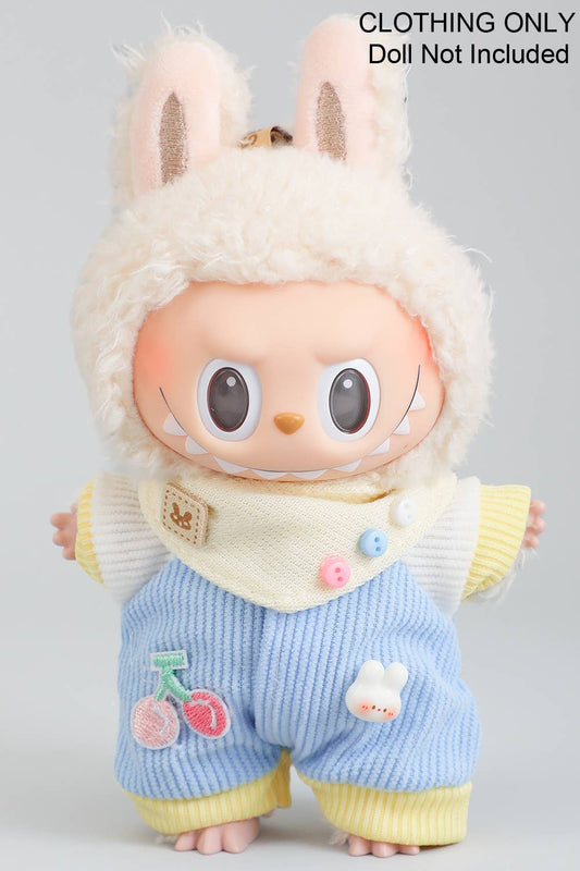 ADORABLE CORDUROY LABUBU OUTFIT WITH HANDKERCHIEF: BLUE / 1 SIZE