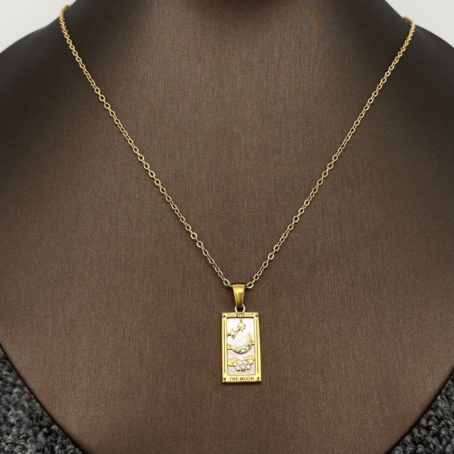Star Moon Tarot 18K Gold Plated Steel Necklace - FGS/MS: The EMPRESS