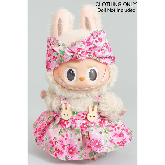 TWO PIECE FLORAL PATTERN LABUBU OUTFIT: PINK / 1 SIZE