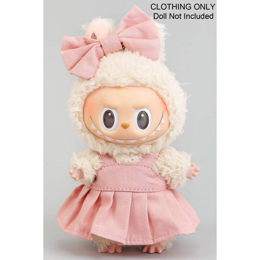 PLEATED DRESS WITH MATCHING BOW LABUBU OUTFIT ONLY: PINK / 1 SIZE