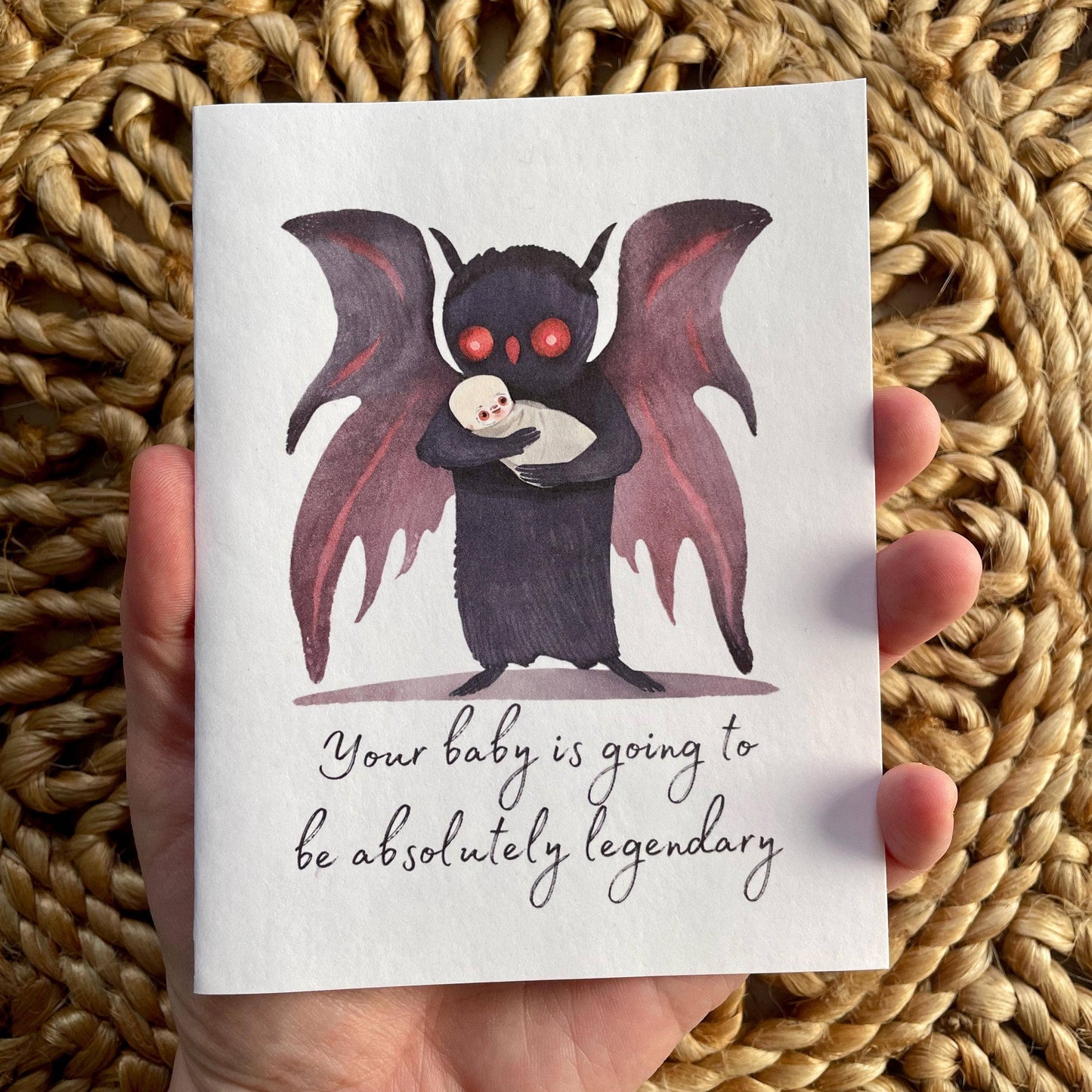  Mothman Baby Shower Pregnancy Congratulations Card: Brown Kraft Paper