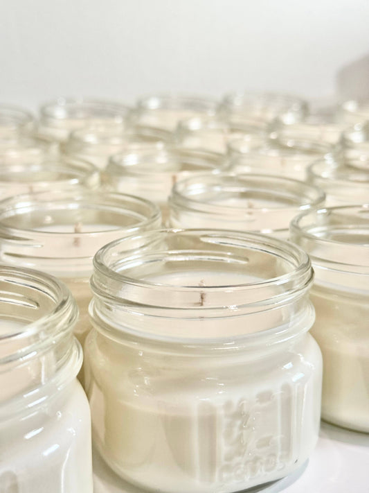 4 oz Mini Mason Jar Private Label - 100% Natural Soy Candle: Sandalwood + Rose