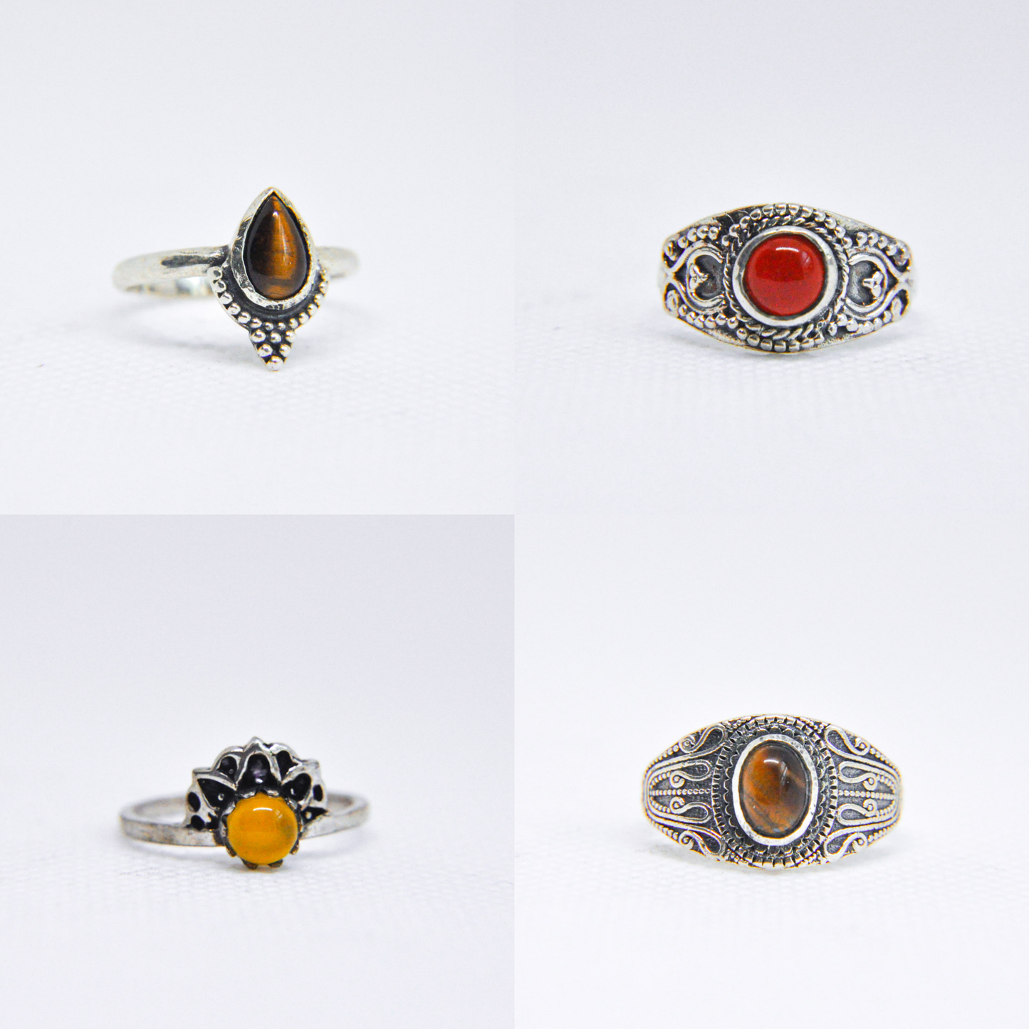 Assorted Mixed Metal Silver Natural Gemstone Ring