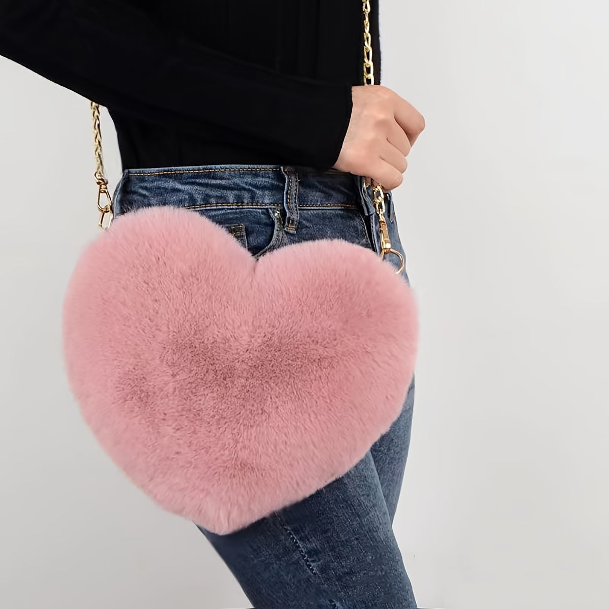 Heart Shaped Fluffy Shoulder Bag