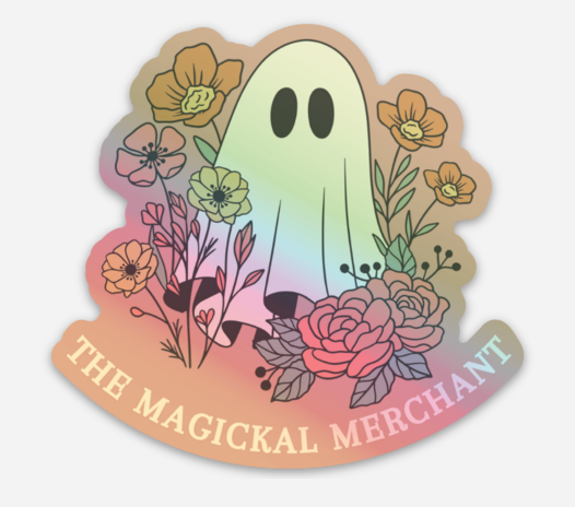The Magickal Merchant Ghostly Mascot Sticker - Holographic!