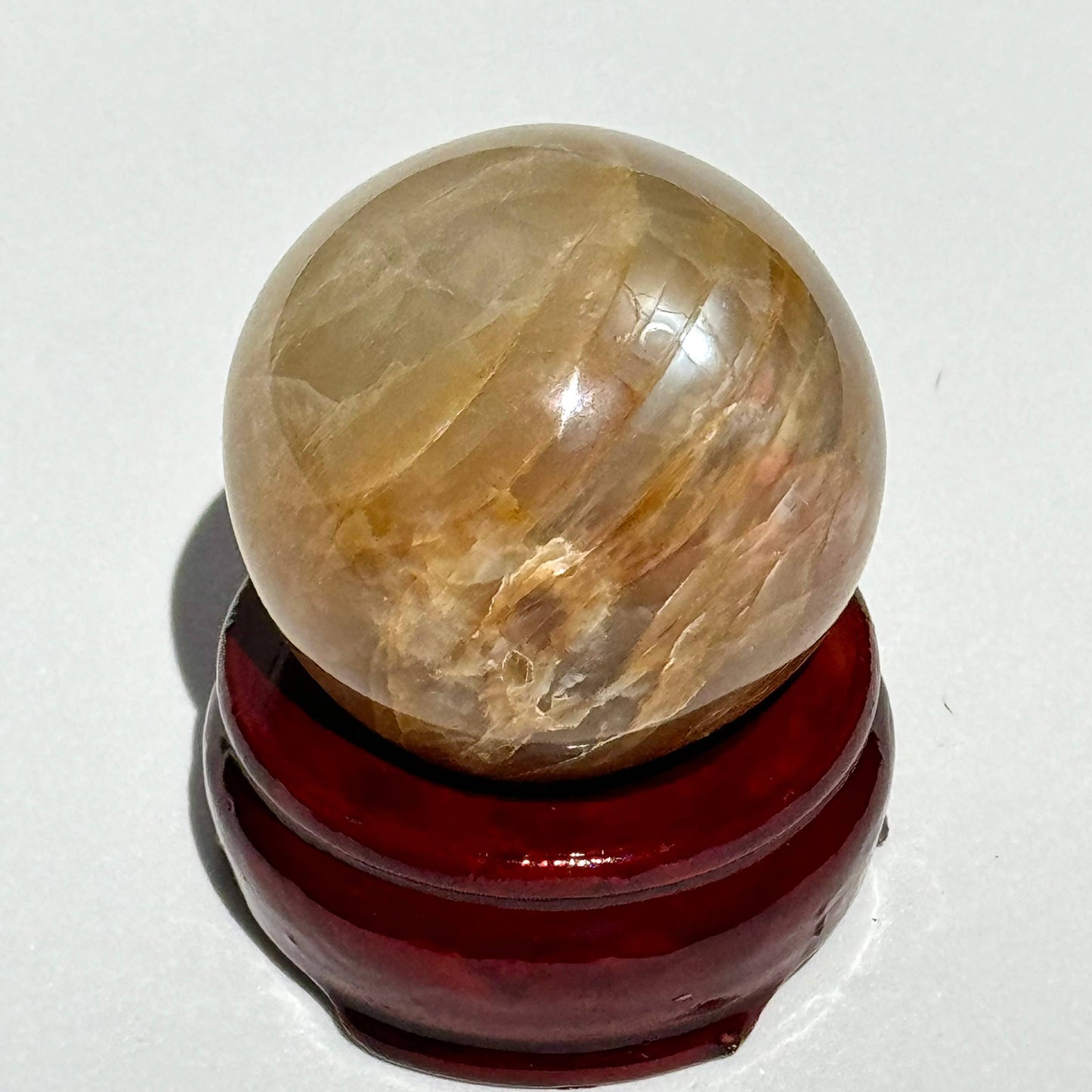 Peach Moonstone Spheres w/ Agate Sphere Holder: L