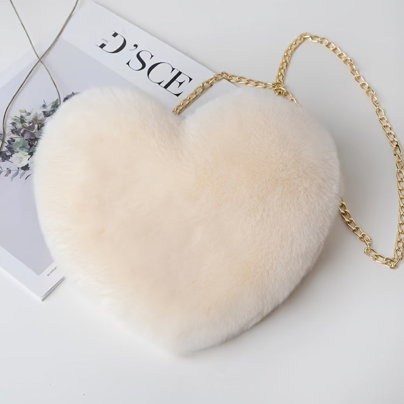 Heart Shaped Fluffy Shoulder Bag