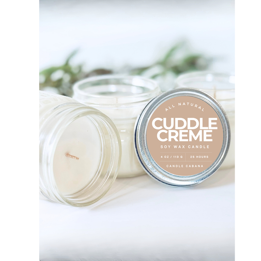 Cuddle Creme 4 oz Mason Jar - 100% Natural Soy Candle