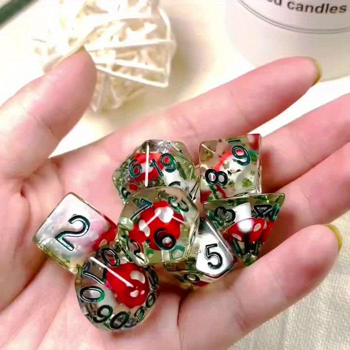 7pcs Cute Mushroom Resin Dice Set for RPGs