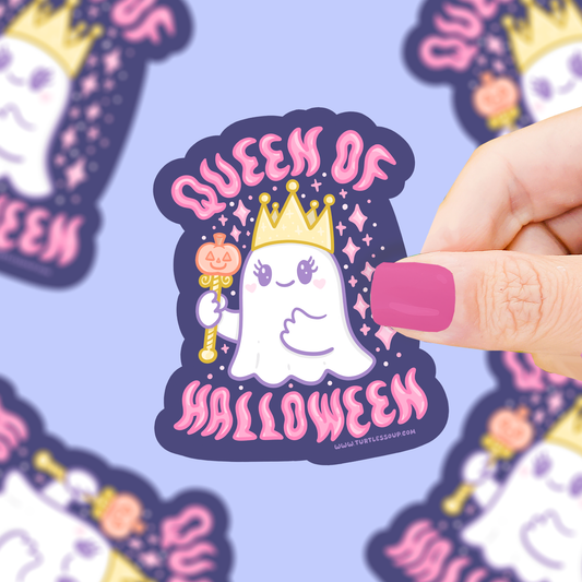 Queen of Halloween, Ghost, Cute, Spooky, Vinyl Sticker
