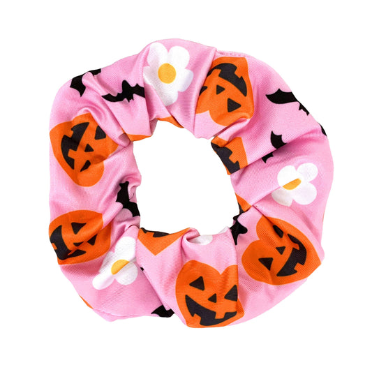 Halloween Hearts Jack-O-Lantern Floral Bats Hair Scrunchie
