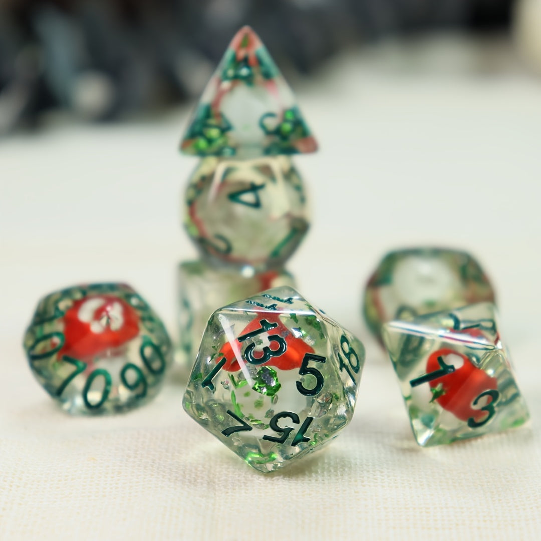 7pcs Cute Mushroom Resin Dice Set for RPGs