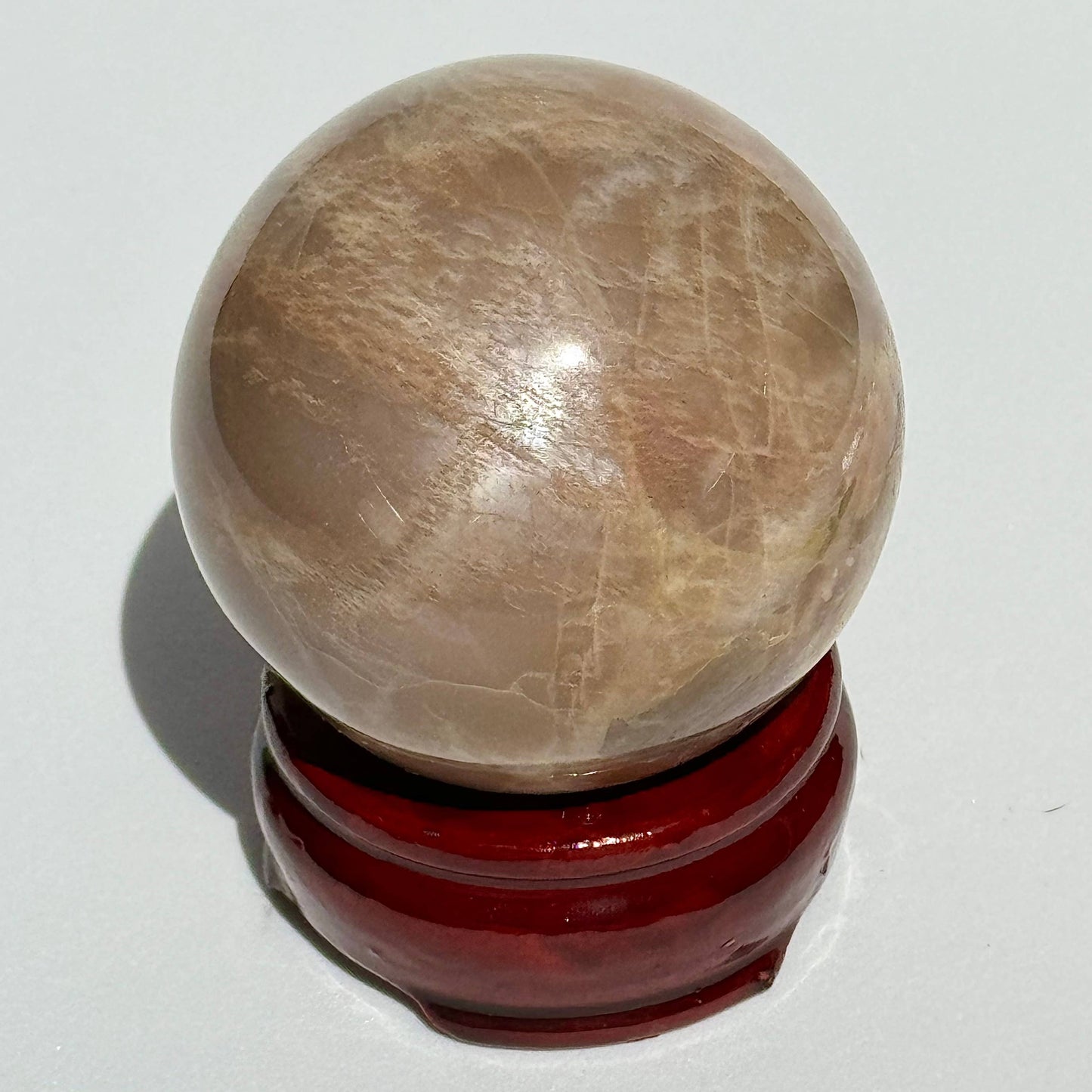 Peach Moonstone Spheres w/ Agate Sphere Holder: L