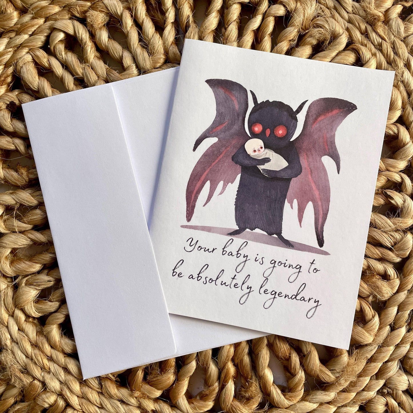  Mothman Baby Shower Pregnancy Congratulations Card: Brown Kraft Paper