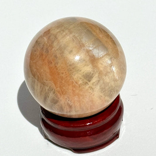 Peach Moonstone Spheres w/ Agate Sphere Holder: L