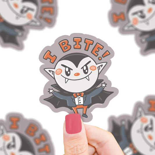 I Bite, Vampire, Halloween, Funny, Spooky, Vinyl Sticker