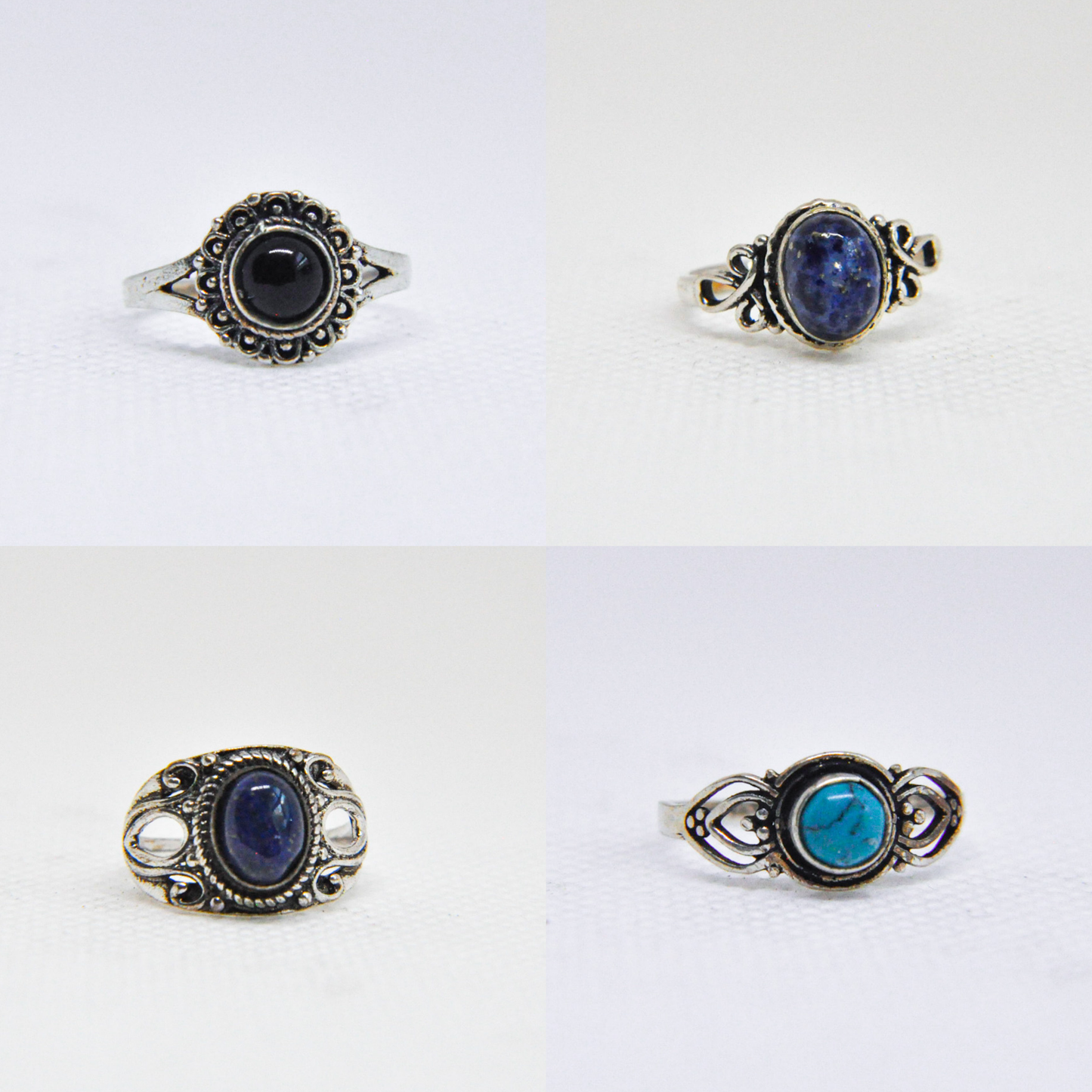 Assorted Mixed Metal Silver Natural Gemstone Ring