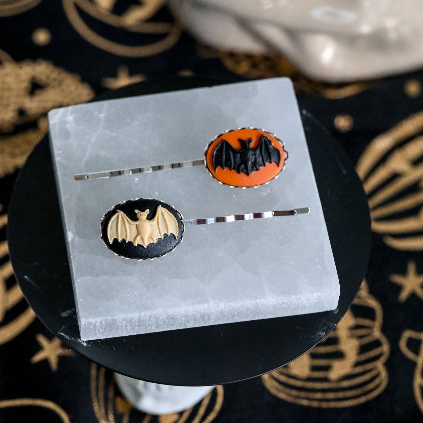 Bat Cameo Bobby Pin Bundle of 2: Halloween Chic: Both / One of Each