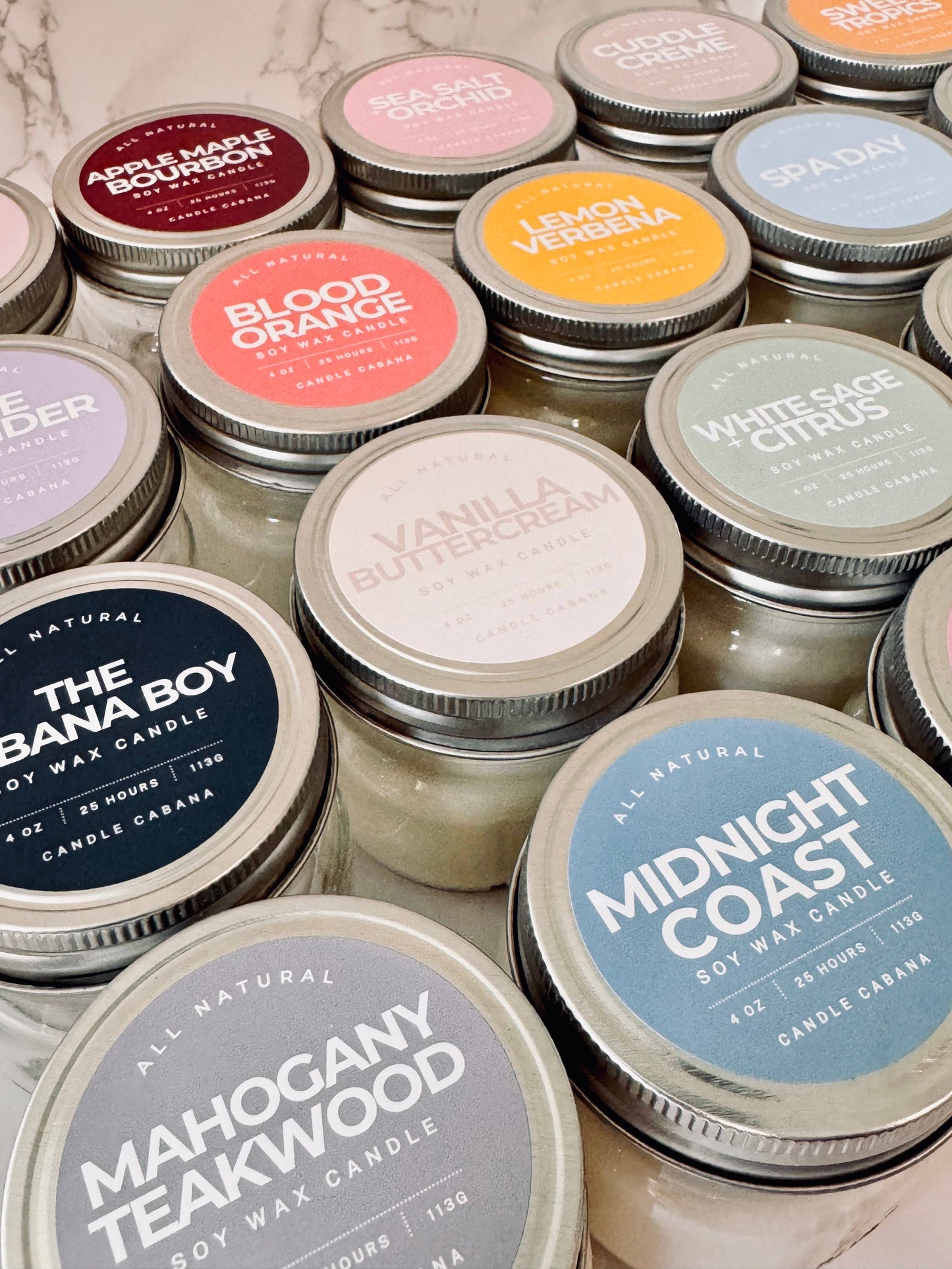 Lavender Vanilla 4 oz Mason Jar - 100% Natural Soy Candle