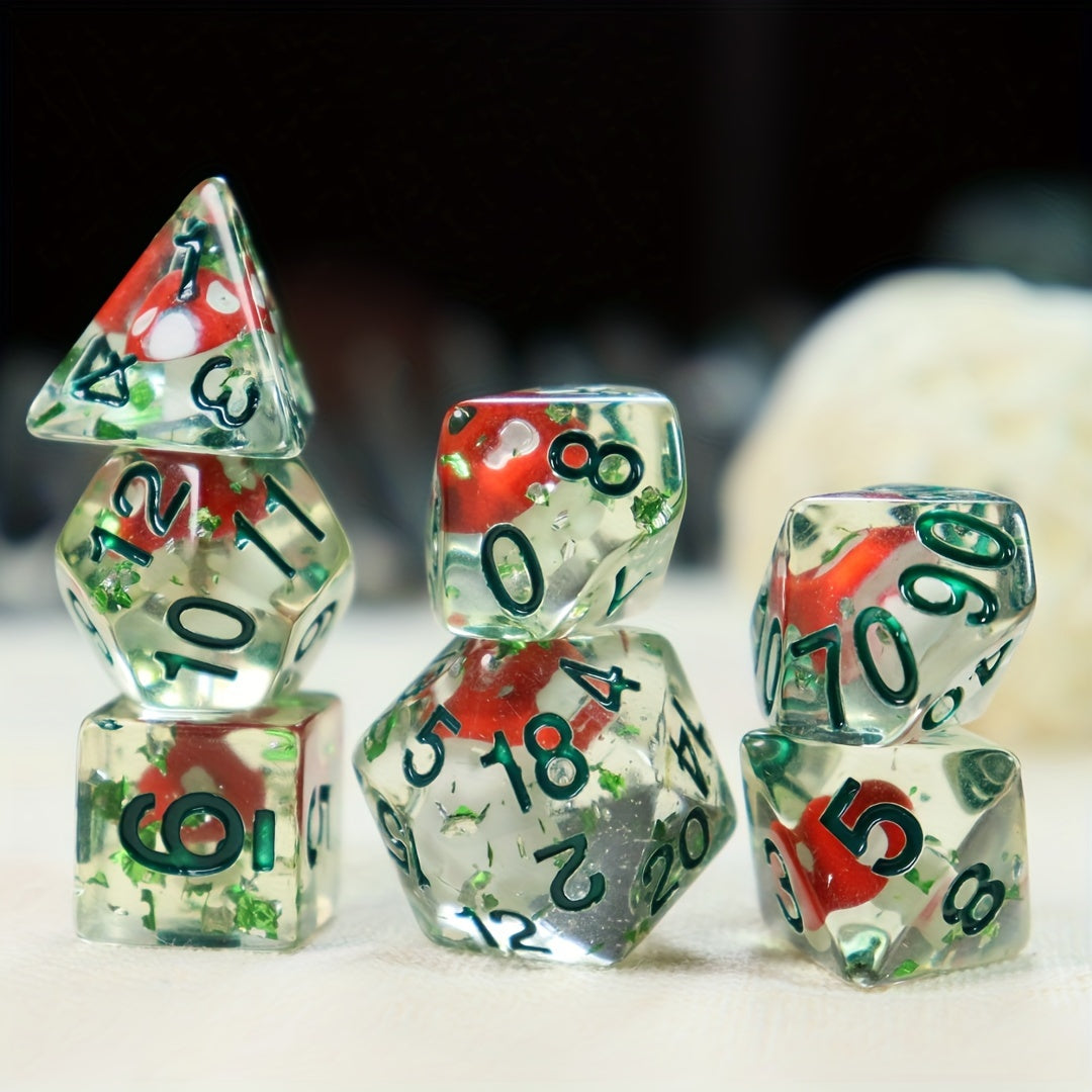 7pcs Cute Mushroom Resin Dice Set for RPGs