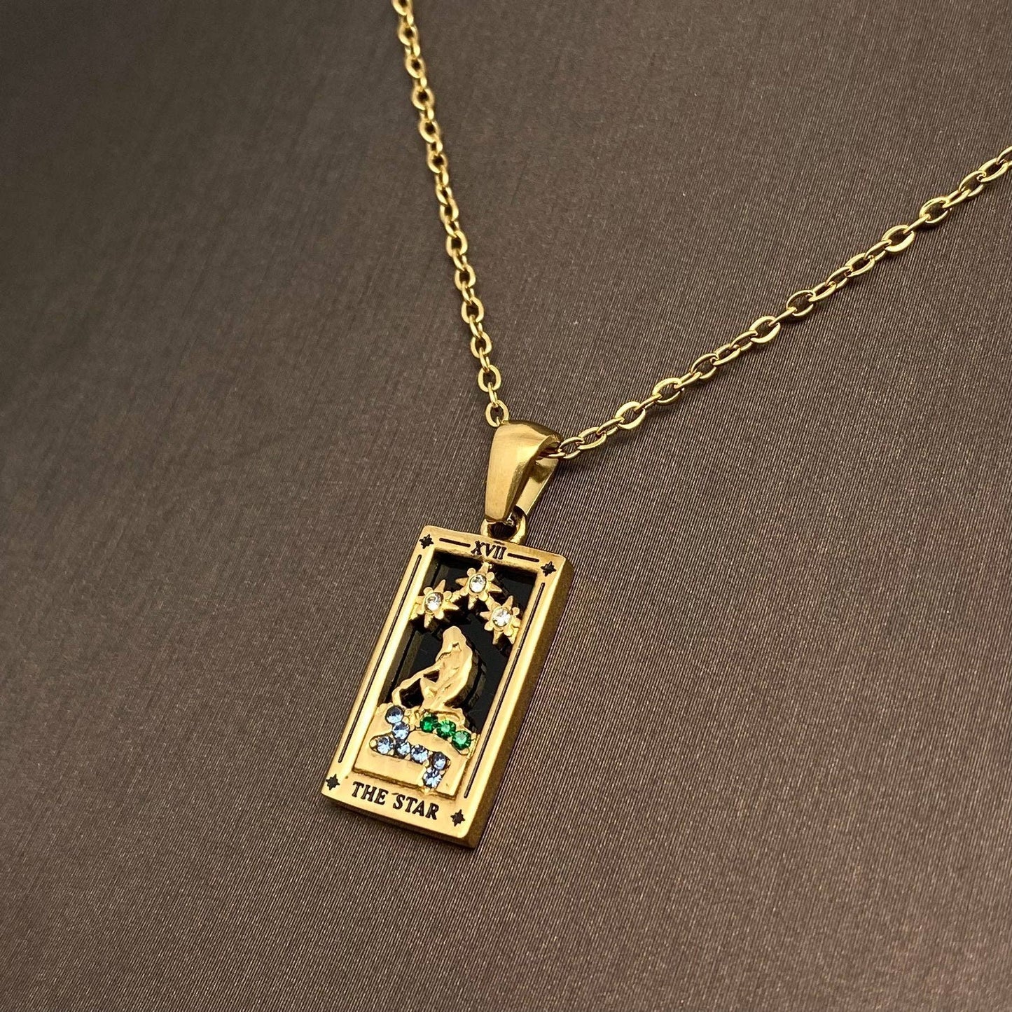 Star Moon Tarot 18K Gold Plated Steel Necklace - FGS/MS: The EMPRESS