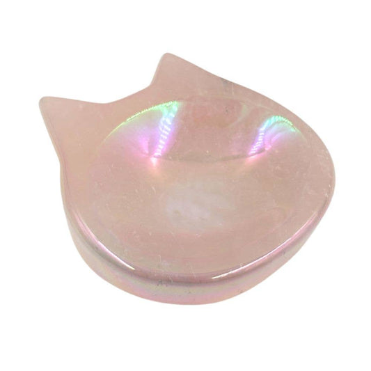Shaped Crystals - Aura Rose Quartz Trinket Dish, Cat
