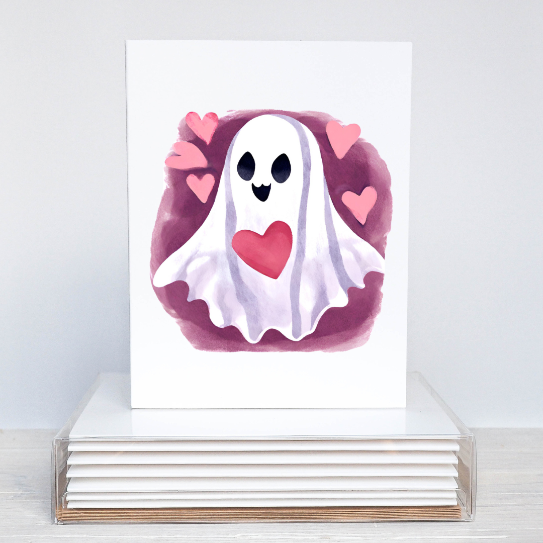 Cute Ghost Love Valentine’s Day Notecard Box Set : White