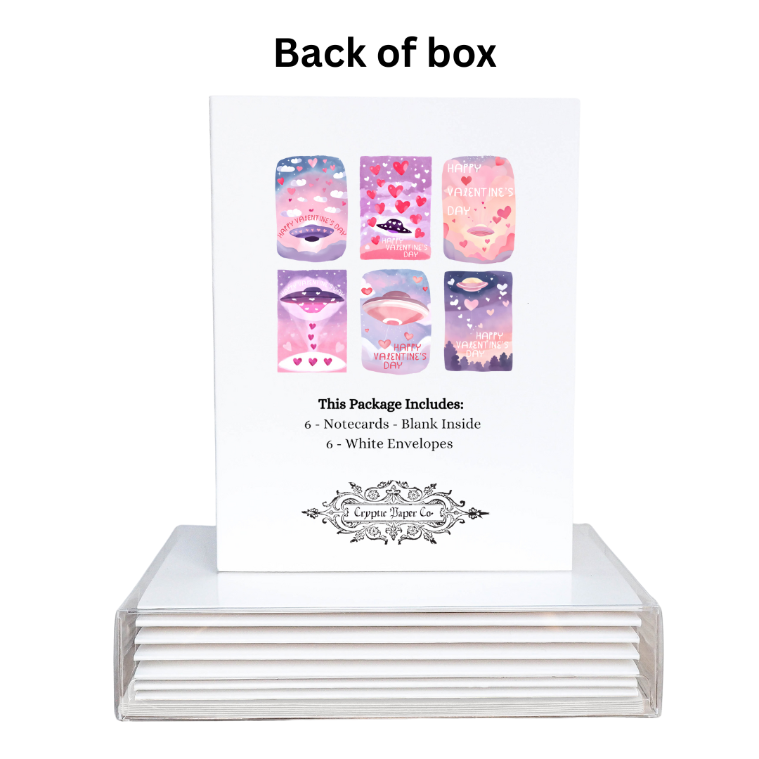 Boxed Set of 6 Cute Alien UFO Variety Pack Valentine Cards