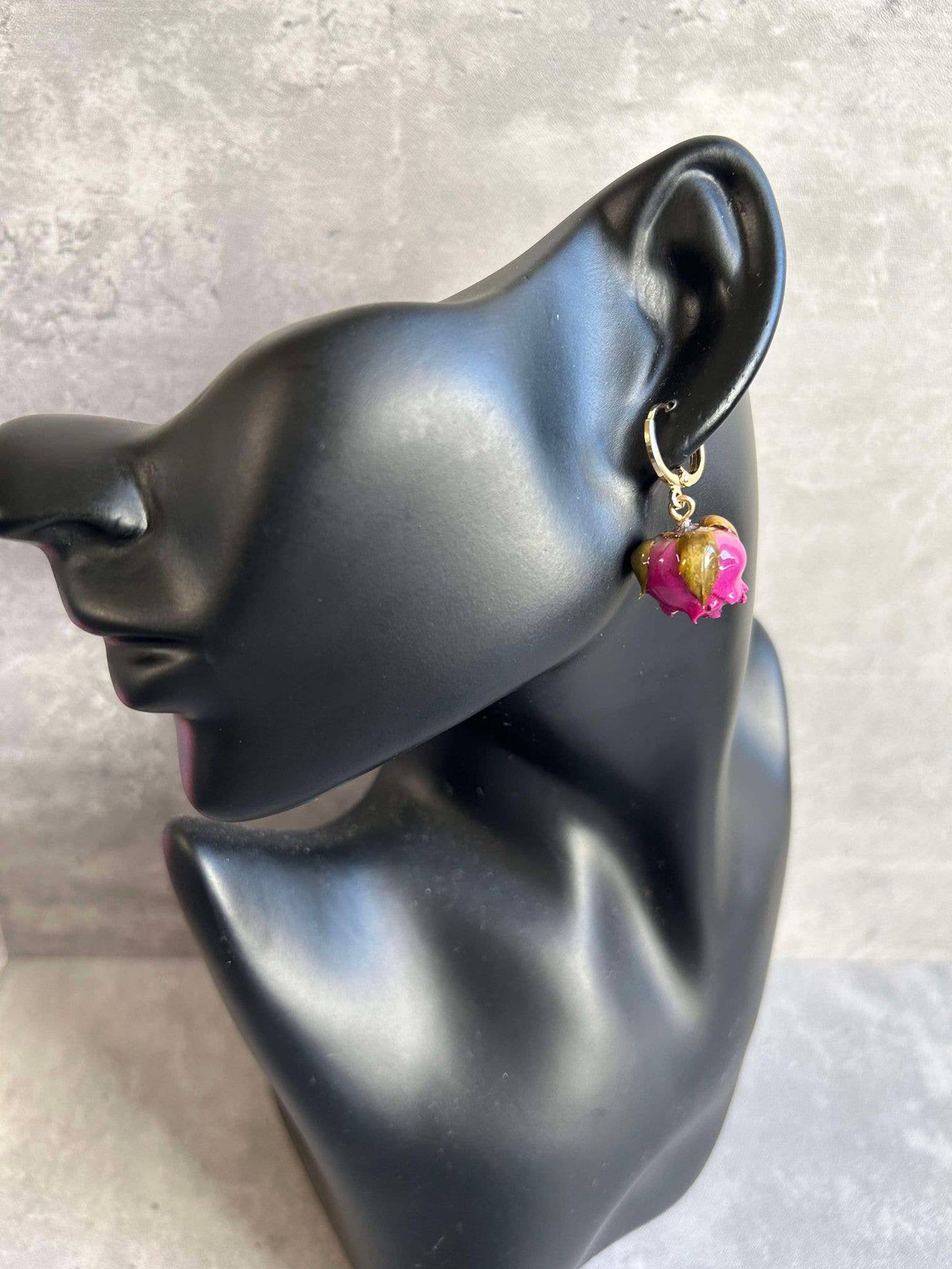 Unique Real Rose Earrings: Red