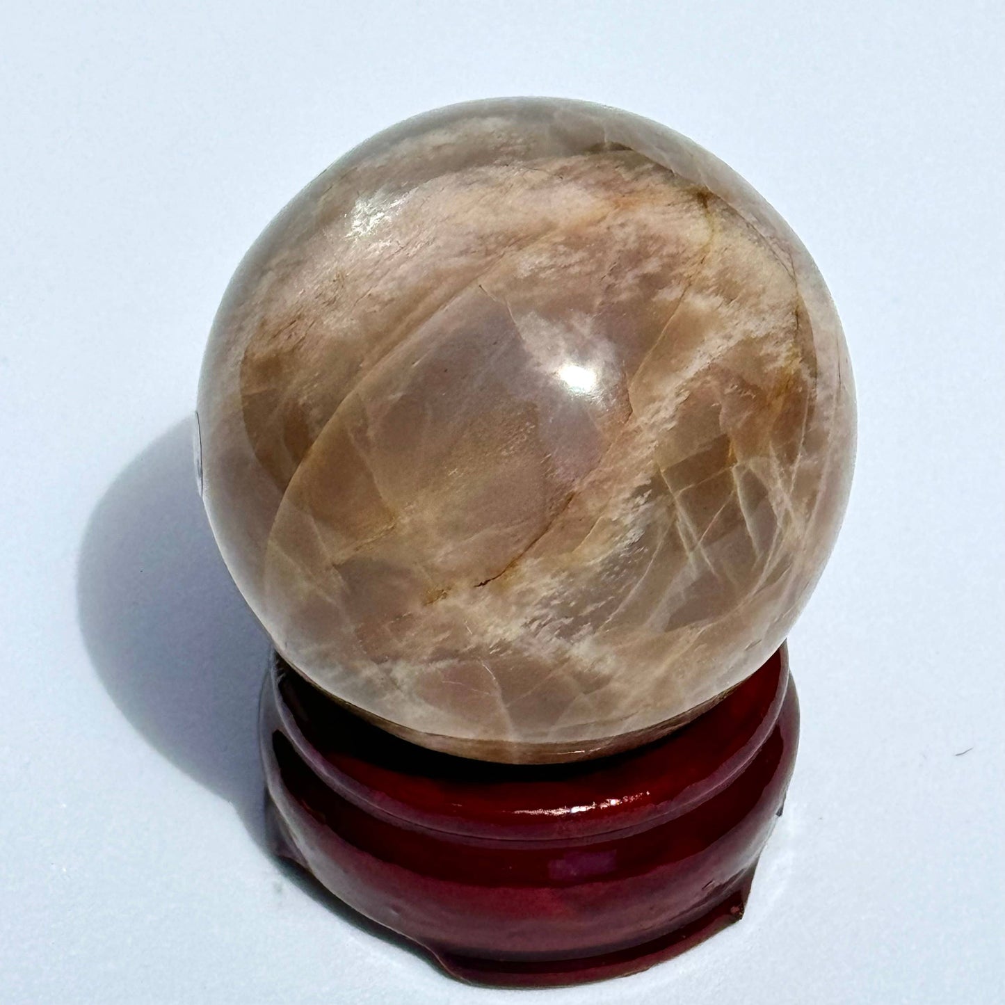 Peach Moonstone Spheres w/ Agate Sphere Holder: L