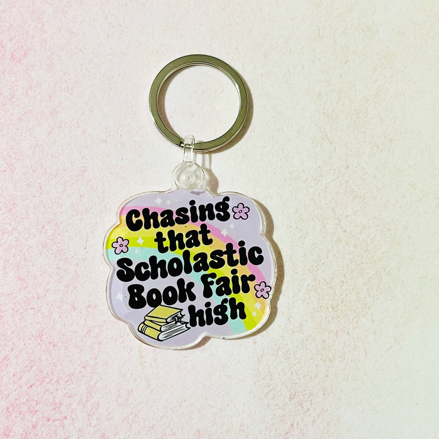 Acrylic Keychain, Chasing That Scholastic Book Fair High