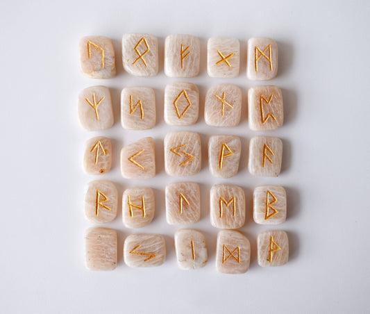 Futhark Rune Set | Moonstone | Rune Stones | Runic Crystals: Runes (SET 1)