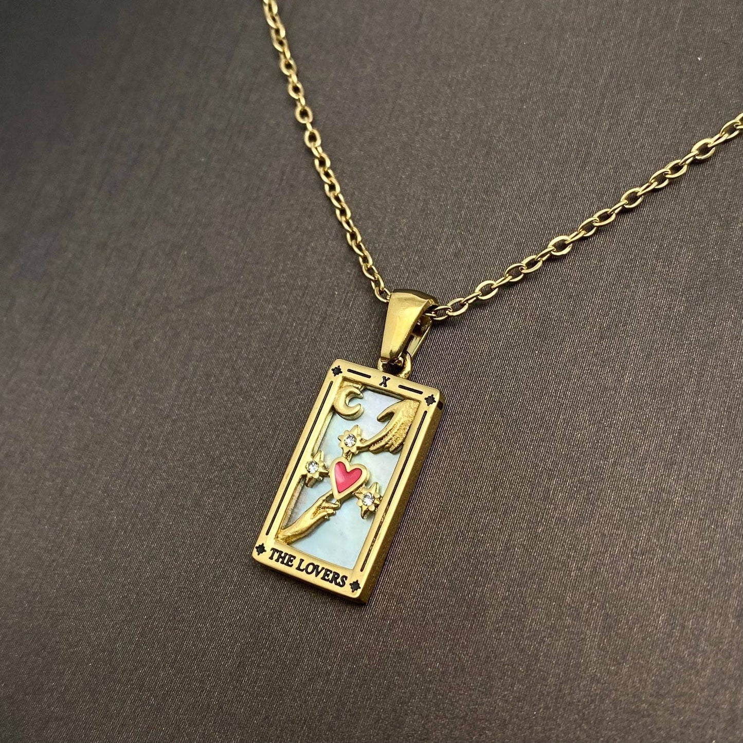 Star Moon Tarot 18K Gold Plated Steel Necklace - FGS/MS: The EMPRESS