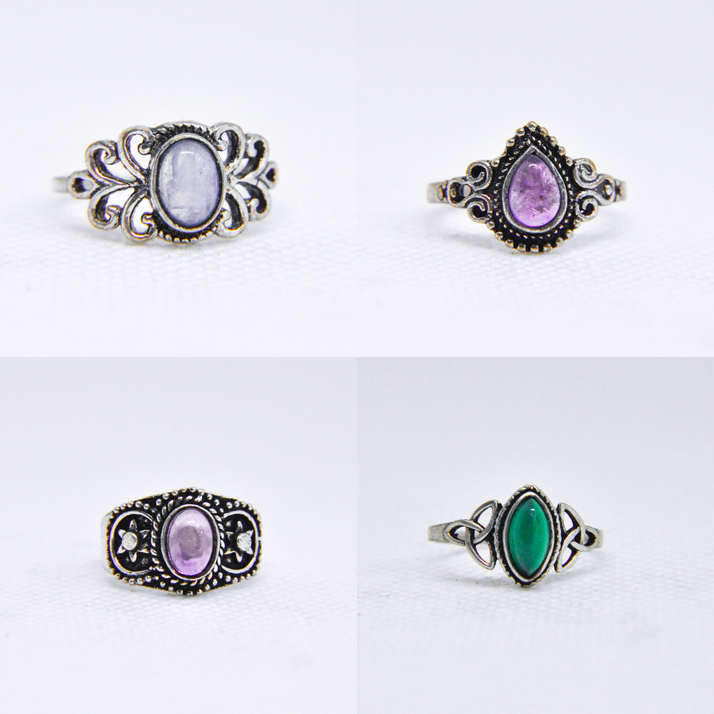 Assorted Mixed Metal Silver Natural Gemstone Ring