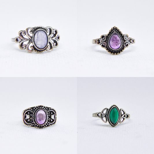 Assorted Mixed Metal Silver Natural Gemstone Ring