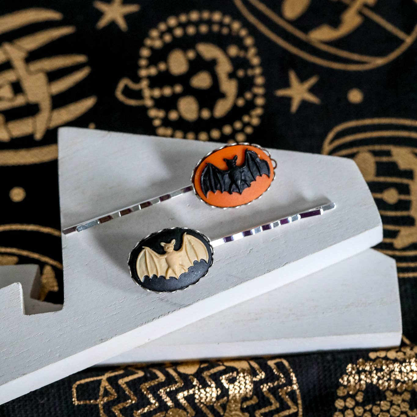 Bat Cameo Bobby Pin Bundle of 2: Halloween Chic: Both / One of Each